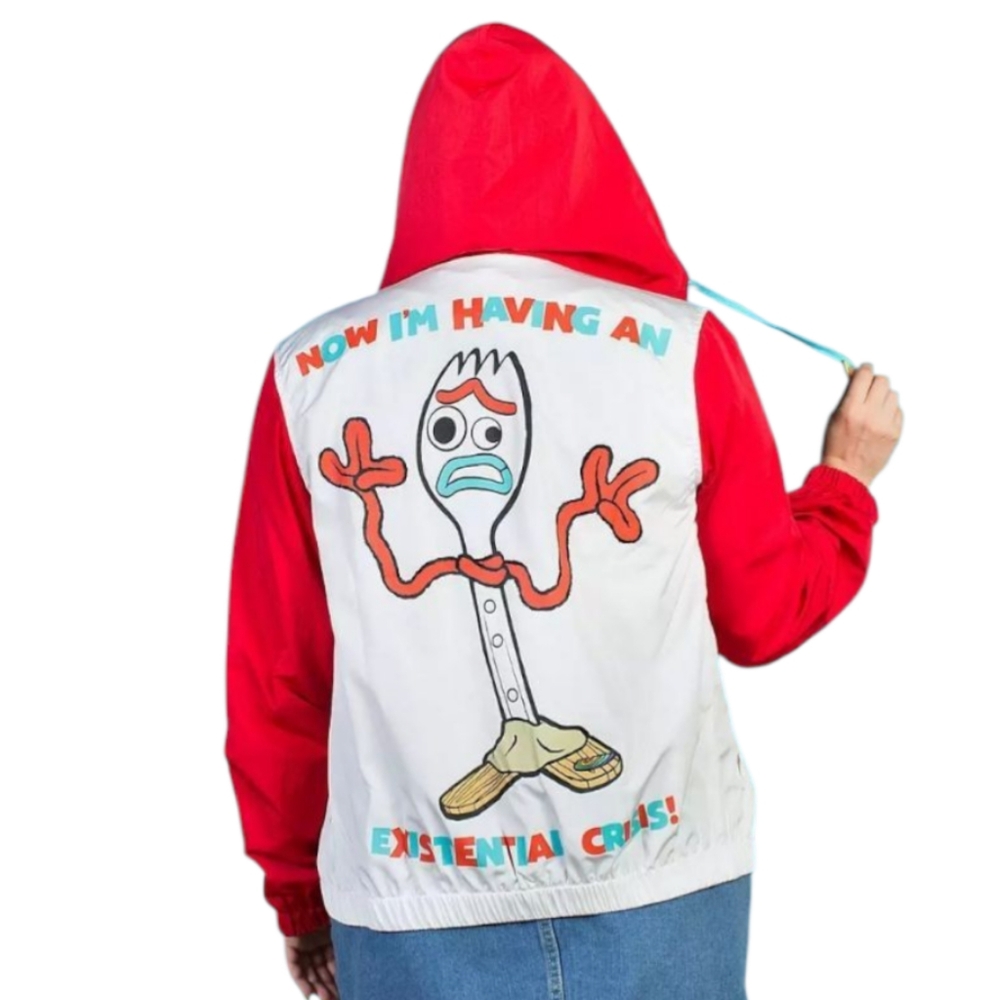 Disney X Cakeworthy Toy Story Forky Hooded Wind Jacket Size S